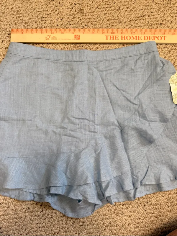 Altar’d State NWT Blue Linen Blend Ruffle Wrap Skort Shorts Medium‎ - Image 9