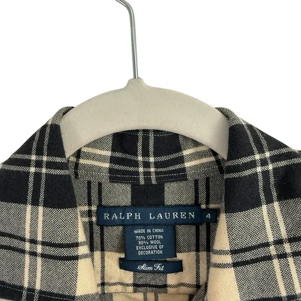 Ralph Lauren Plaid Button Front Shirt Crest Cotton Wool Preppy Academia Womens 4 - Image 4