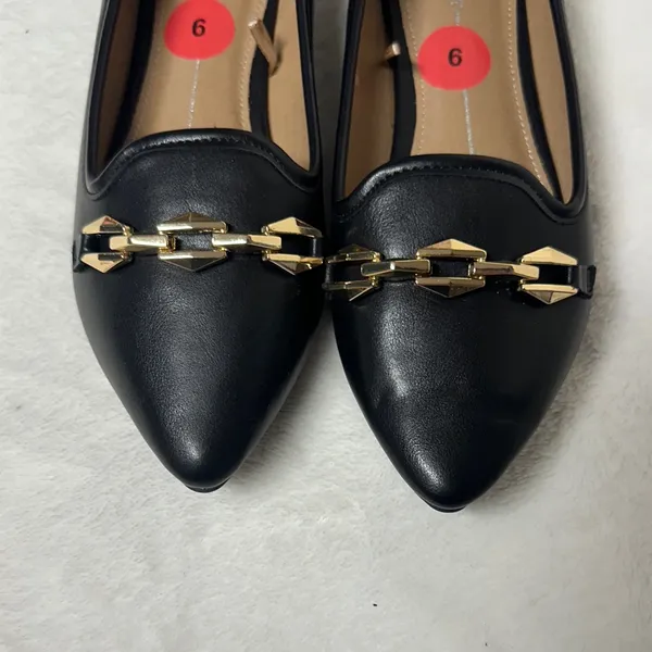 Report Black Loafers with Gold Chain Detail - Image 2