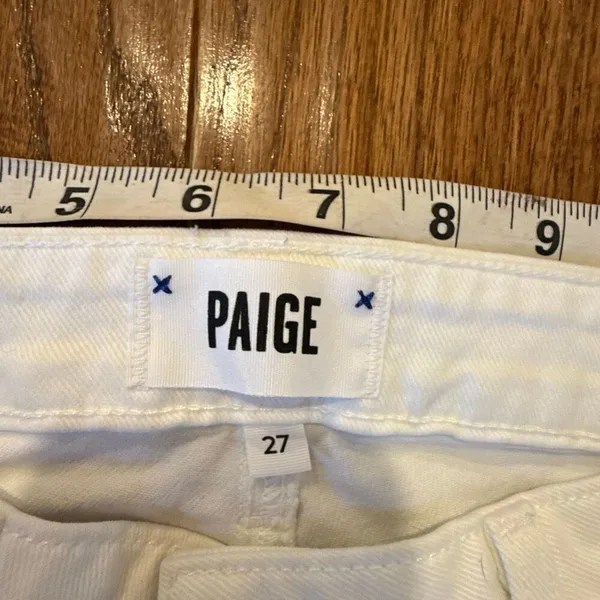 Paige Hoxton ankle white raw hem mid rise skinny jeans 27 - Image 5