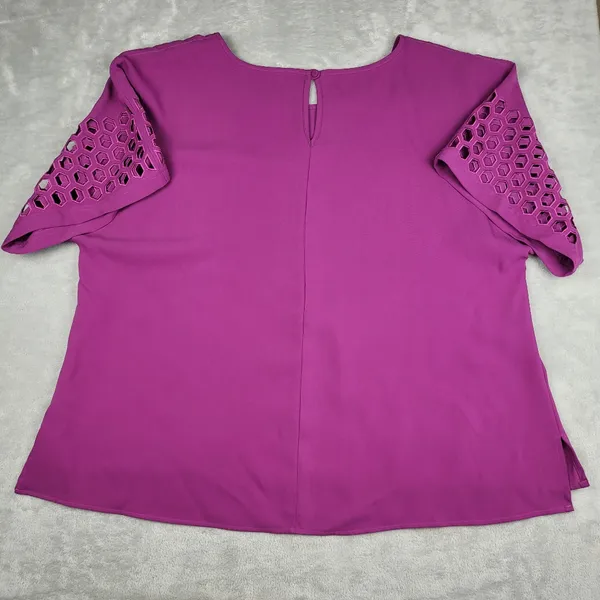 Ali Miles Women's Top Blouse Purple Short Sleeve Plus Size 1X - Image 10