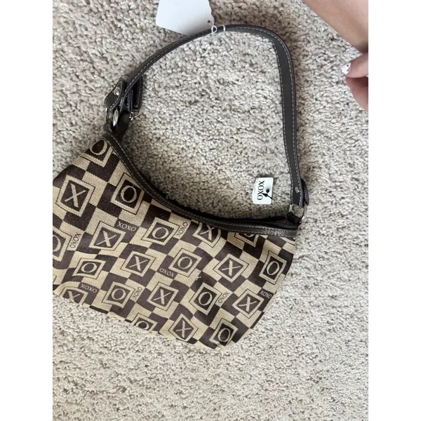 Y2K Monogram Shoulder Bag XOXO Vintage Brown Hobo Purse Retro Logo Print 2000s - Image 5
