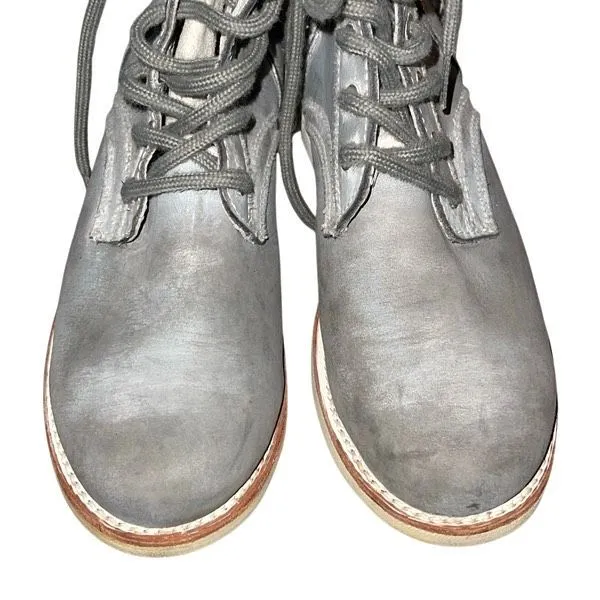 FREE‎ PEOPLE x Farlyn Robin Women's Leather Round Toe Combat Boots Gray Size 8 - Image 2