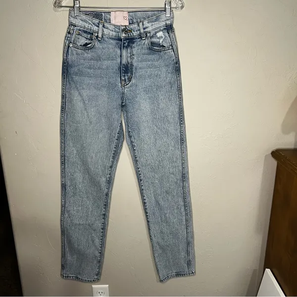 Revice Uptown Stardust High‎ Rise Straight Leg Mom Distressed Denim Jeans - Image 3