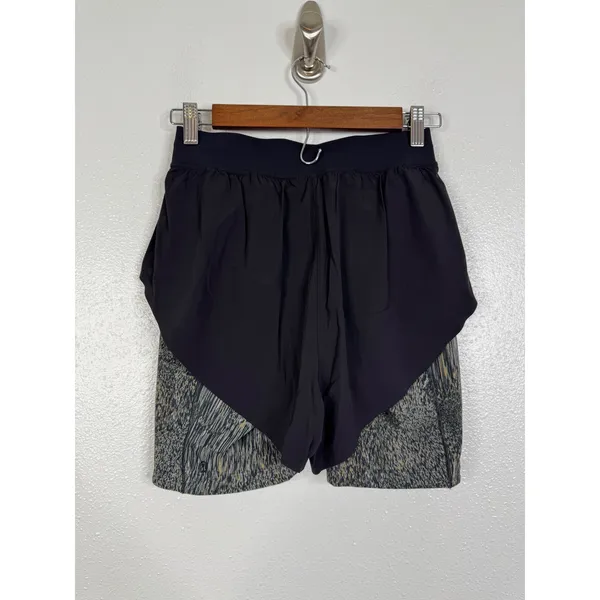Lululemon lab Run Short 8 Black Foil Glitch Neutral 2-in-1 Athletic Shorts 4 - Image 4
