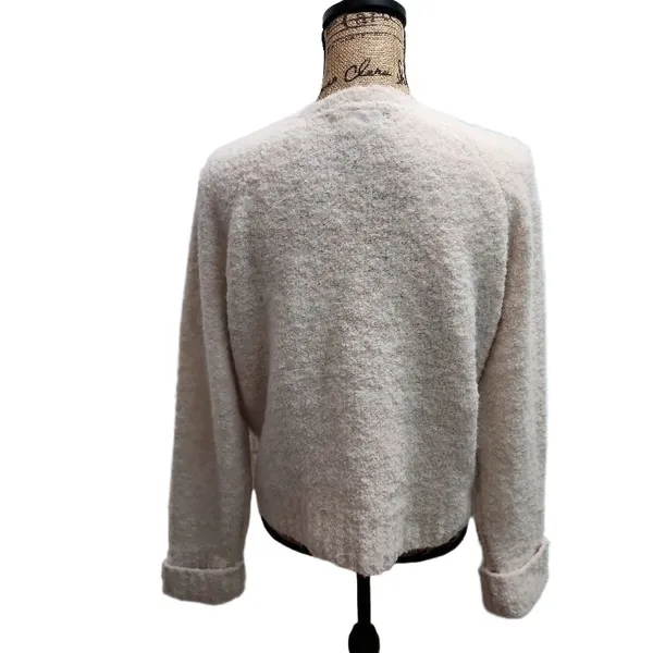 Rachel Zoe Sweater Womens Size L‎ Light Beige Crew Neck Textured Knit Cozy Chic - Image 3