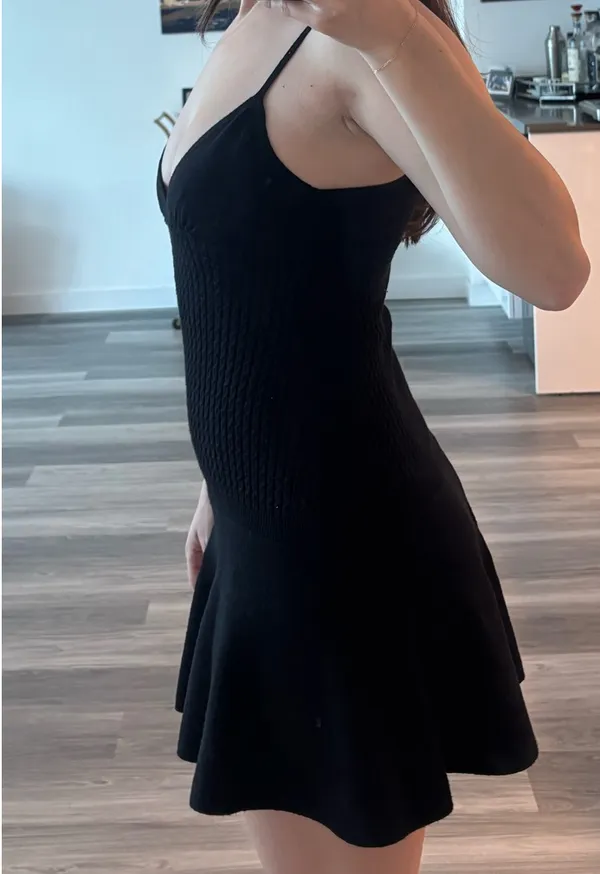 Amazon Black knit fit and flare mini dress - Image 2