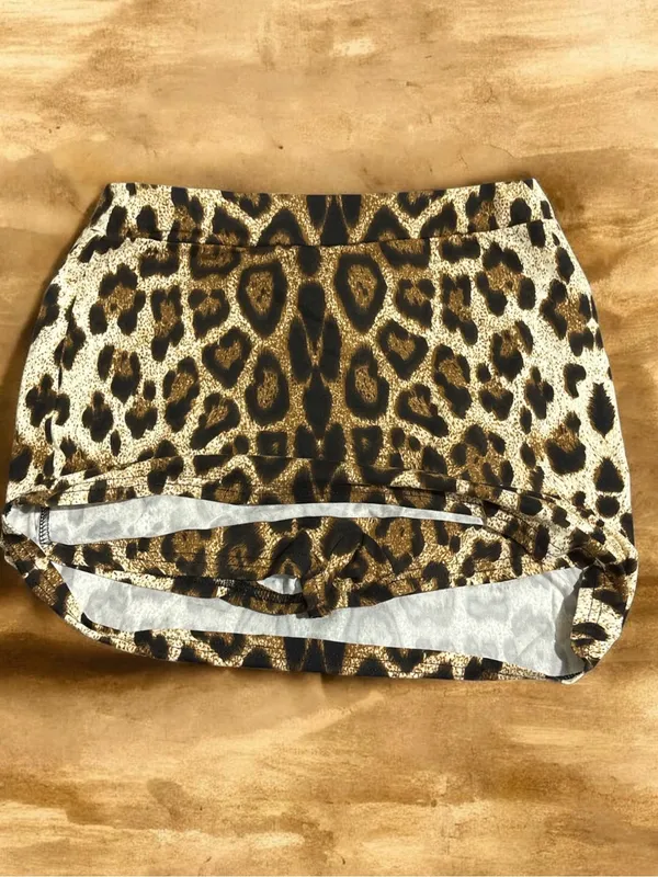 Leopard Print Mini Skirt in Brown/Black Brown - Image 2