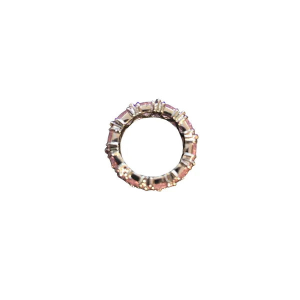 Ring Women 8 Eternity Trillion Cut Pink Cubic Zirconia‎ Silver Tone - Image 2