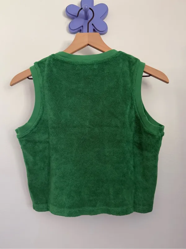 Suzi Kondi Medium NEW Mali Muscle Tee Terry Clover Green Crew Neck Lounge - Image 5
