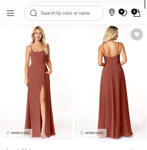 Azazie Bridesmaid Chiffon Dress Auburn Moira A18 - Image 2