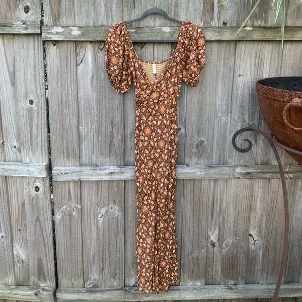 Free People - SPELL- Madame Peacock Sweetheart Maxi Dress In Coffee - Image 15