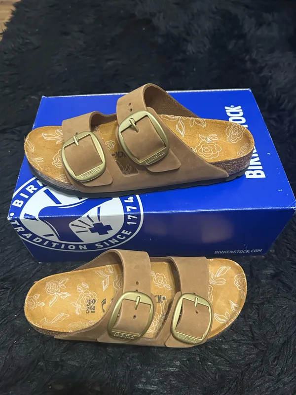 BIRKENSTOCK Arizona big buckle mink leather sandals slippers shoes women’s eur 39 new - Image 8