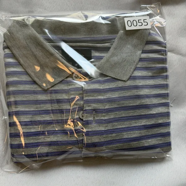 Faconnable Polo Shirt Womens M Gray Lavender‎ Stripe Preppy Golf Casual Tennis - Image 8