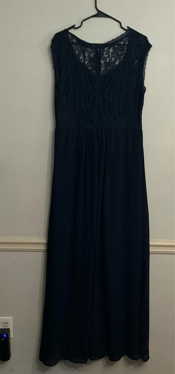 Miusol Women's Navy Blue Lace Cap Sleeve Maxi Evening Dress. 3XL - Image 4