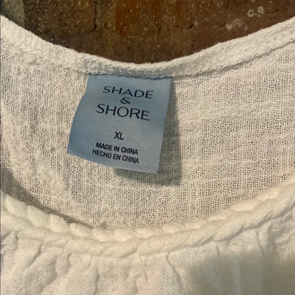 Shade & Shore White Textured Cotton Spaghetti Strap Top - Image 2