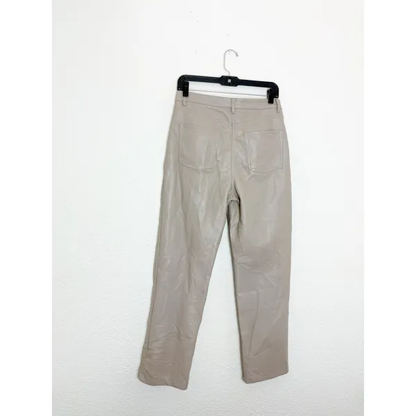 Aritzia Wilfred The Melina Taupe Vegan Leather Straight Leg Pants Size 8 - Image 14