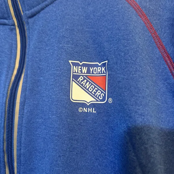 NHL | New‎ York Rangers Hockey Women's Royal Blue Full Zip Track Jacket, Size L - Image 3