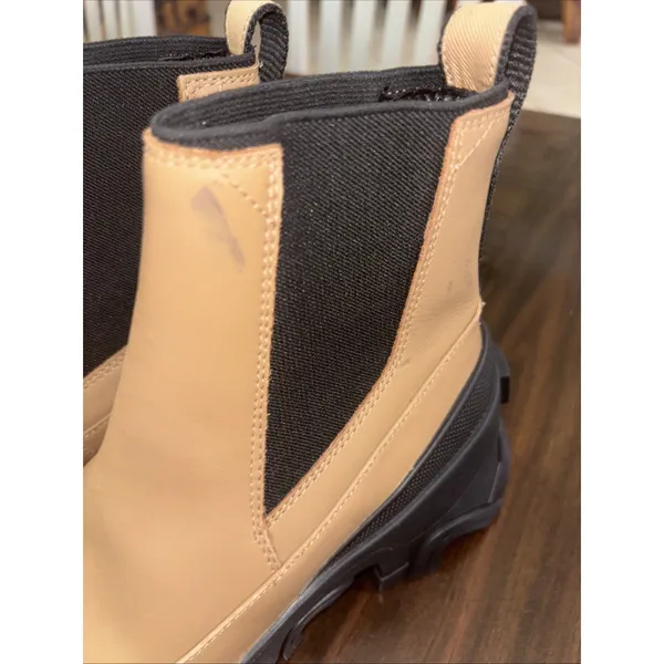 NEW SOREL Womens Brex Waterproof Platform Chelsea Boot US 6.5 Tawny Buff/Black - Image 8