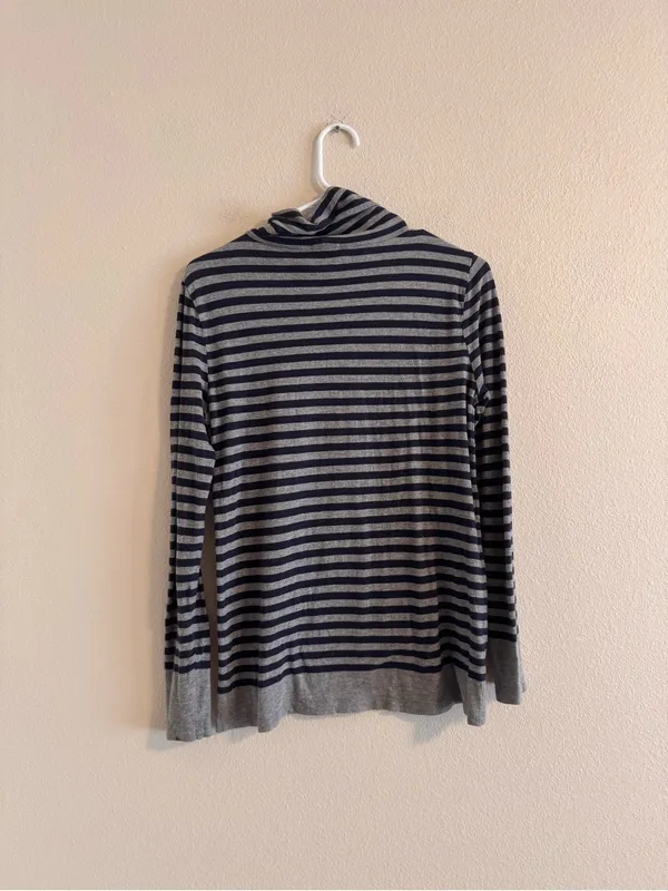 J crew Striped Turtleneck Sweater in Gray & Blue - Image 3