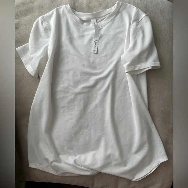 Lululemon High Neck Running and Training T-Shirt White - Image 5