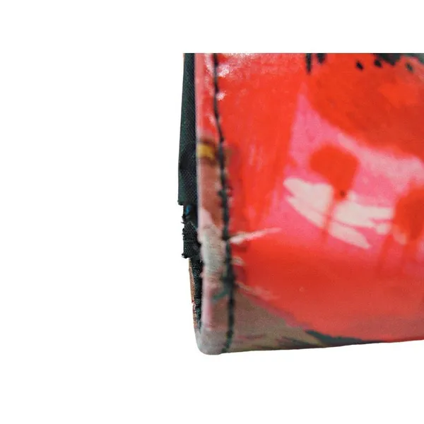 Safe Keeper Tri-fold Faux Wallet Pink Green Yellow Floral Details Black Interior - Image 3