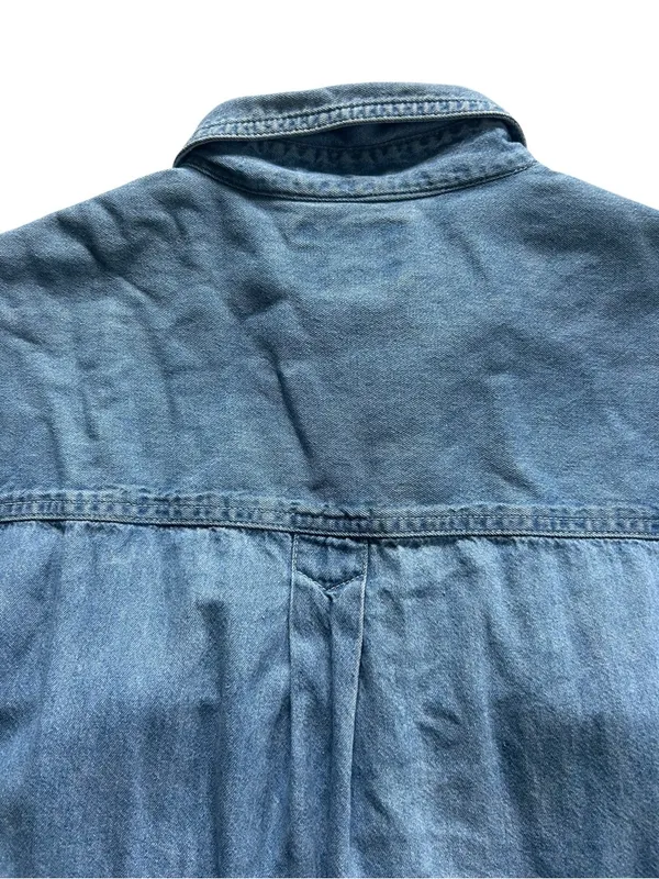 Aeropostale 100% Cotton Boxy Oversized Denim Button Cut Off Shirt Size XL - Image 6
