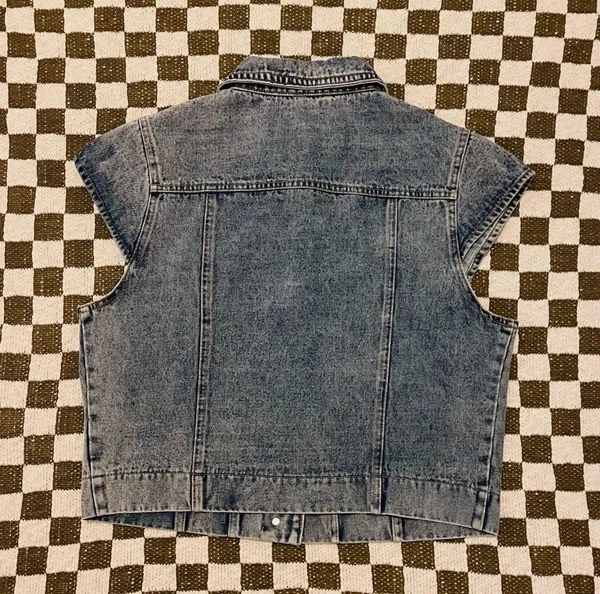 Denim Vest Buttoned Top Country Concert - Image 3
