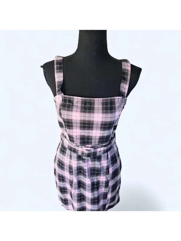 vintage y2k pink black plaid coquette fairy mini dress size small 🎀 - Image 2
