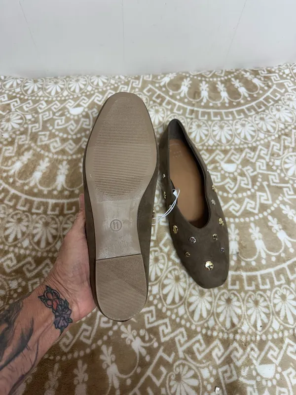 a new day Taupe Suede Studded Ballet Flats - Image 6