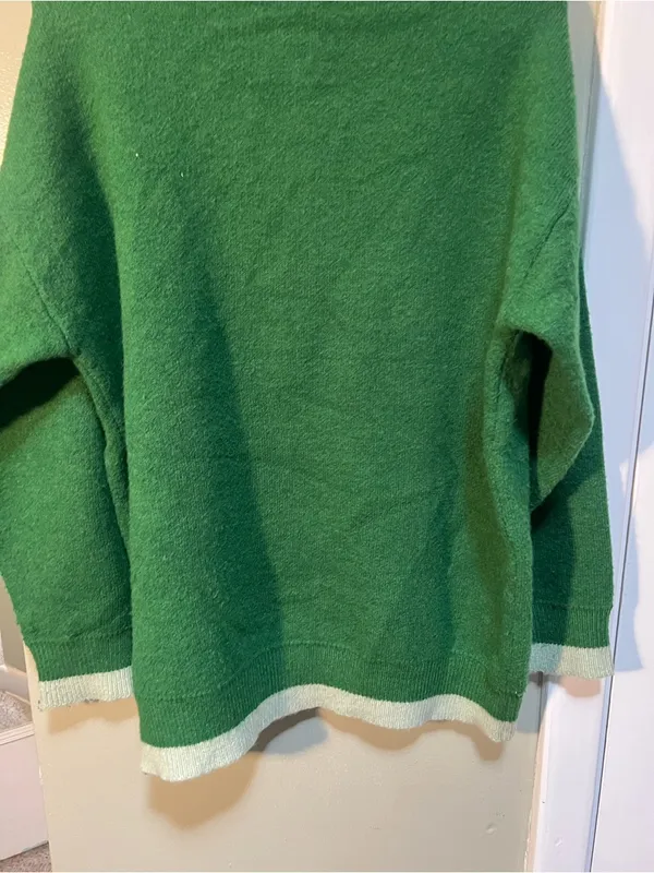 Vencede Women's Sz Medium Full Zip Sweater Green Gray Large Butterfly Print Soft - Image 8