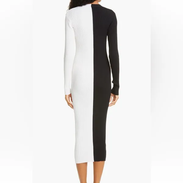 STAUD Shoko Sweater Midi Dress in Black White size Small $165 Colorblock - Image 4