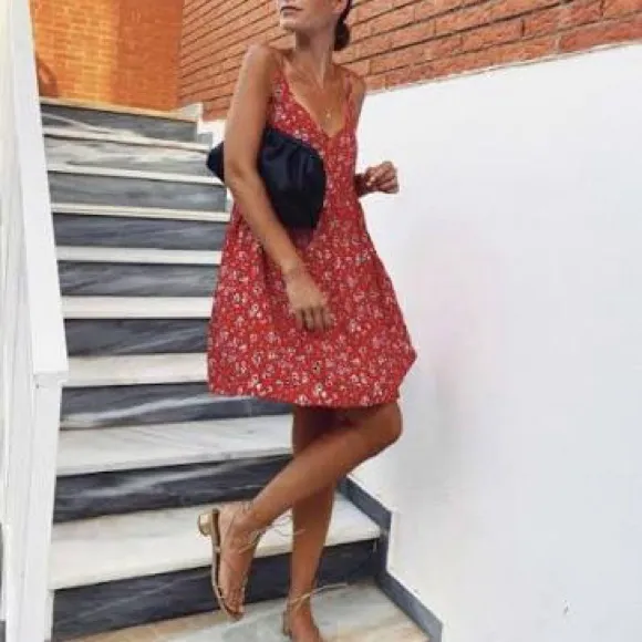SAAJ Paris Robe Adele Corail coral linen‎ viscose Mini Dress size 6 resortwear - Image 9