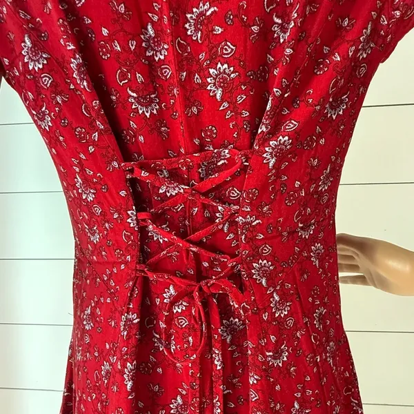 Band of Gypsies Red Floral Mini Dress Sz M - Image 6