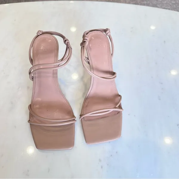Marc Fisher Davia Leather Strappy Heeled Sandal in Light Brown Women's Size 8 - Image 2
