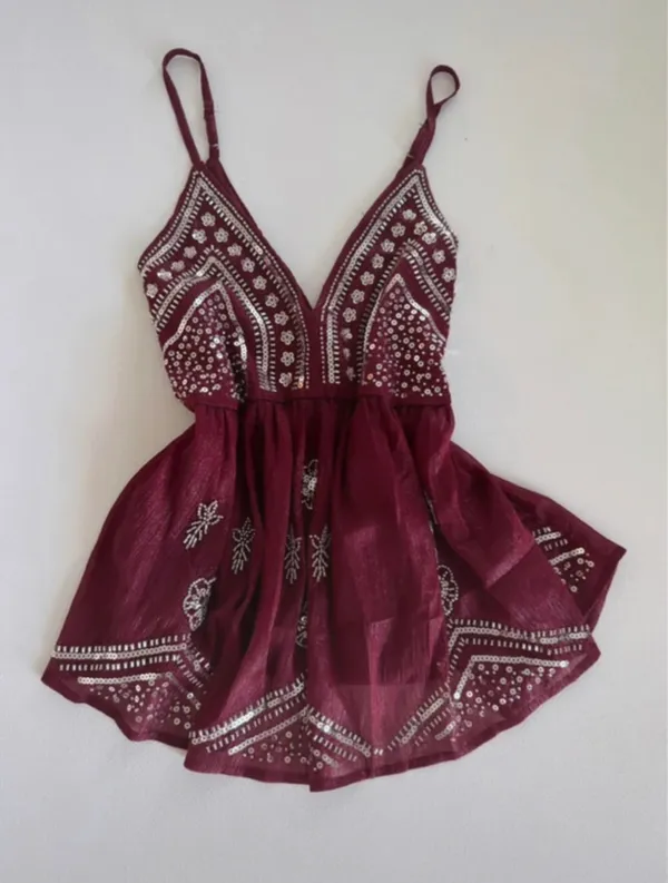 Sequin babydoll top Red - Image 4