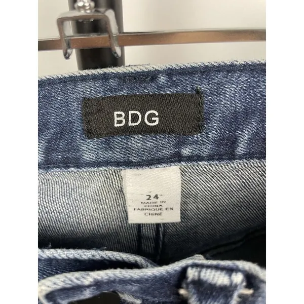 BDG Medium Blue Wash Exposed Button Fly Denim Crop Flare Jeans‎ Size 24 - Image 6