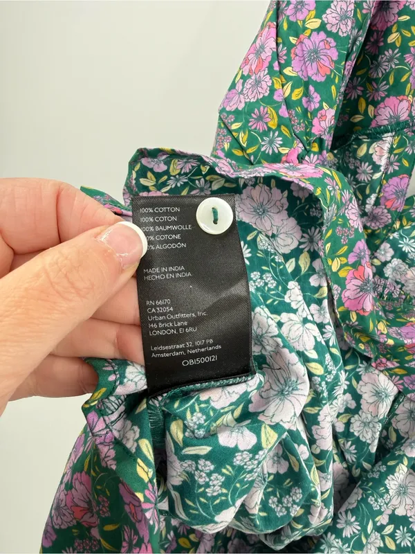 Free People Lyla Floral Halter Tunic Blouse Size Large‎ Women's Green Balsam - Image 5