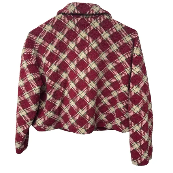 Wild Fable‎ Red Diamond Print Women's Size Large Short Jacket Shacket Pockets - Image 6