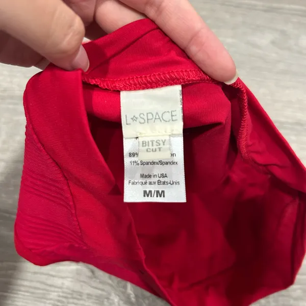 NEW L*Space Red Bitsy Cut High Waist Bikini Bottom - Image 4