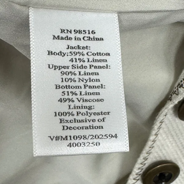 Coldwater Creek Cream Striped Mixed Media Button Front Blazer‎ Jacket Women's 14 - Image 9