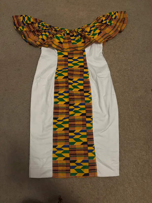 Off shoulder kente midi dress Multiple Size M - Image 4