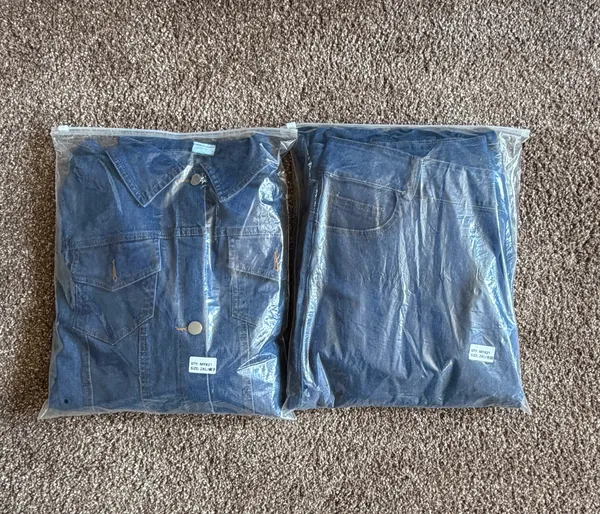 & Other Stories Scrunched sleeve cropped denim jacket and matching jeans Size 2XL - Image 5