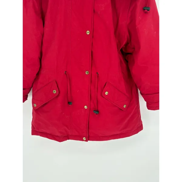 VTG L.L. Bean Penobscot Parka Medium Petite Red Goose‎ Down Hooded Jacket Coat - Image 8