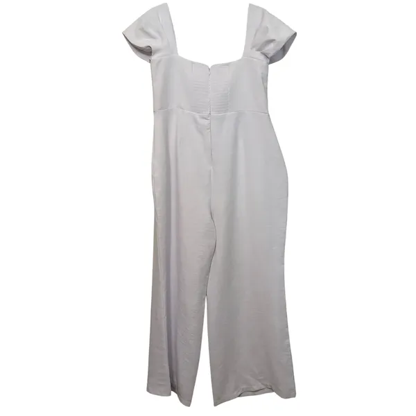 Abercrombie Fitch White Square Neck Wide‎ Leg Jumpsuit Women's XL - Image 5