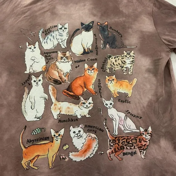 Romwe Cats Breeds Graphic T‎ Shirt Brown Cute Cat Lover Top Tee Cat Lady - Image 3