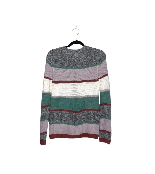 Maurices Henley Sweater Multicolor Striped V-neck Button Knit Pullover - Image 7