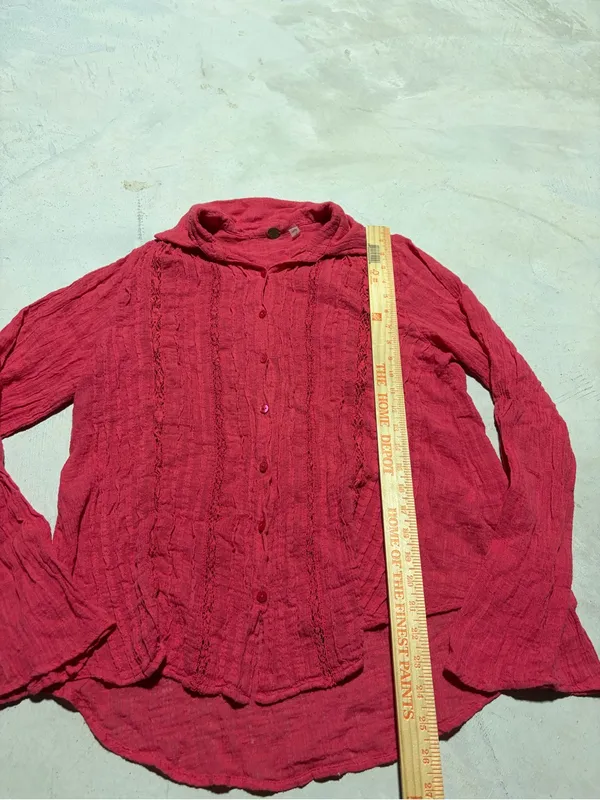 Free people FP one Red Button-Front Textured daydream Shirt XS - Image 3