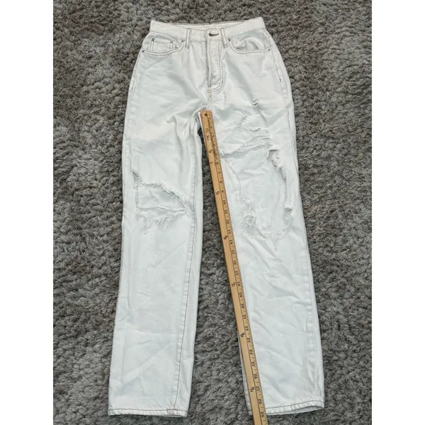 PacSun Women’s Dad Jean Size 23 Distressed Ripped Light Cream Denim High Rise - Image 14