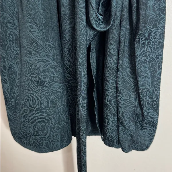Gentle Fawn Sarina Black/Green Paisley Pattern Long Sleeve Wrap Mini Dress sz S - Image 8